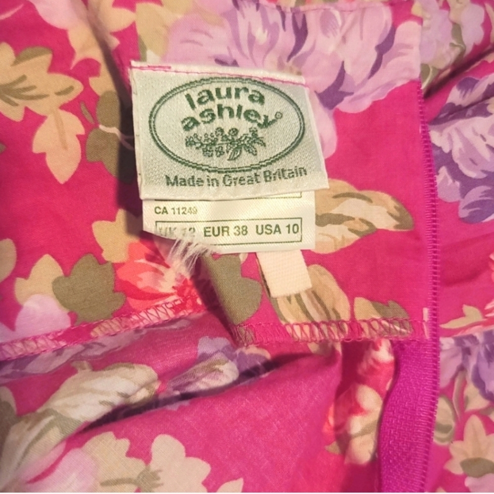 Vintage Laura Ashley Cotton Dress 10 - Picture 2 of 2